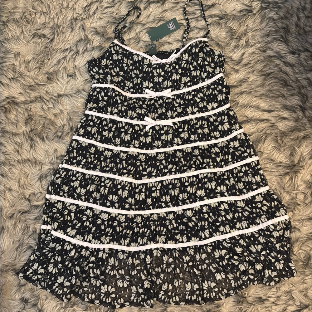 Wild Fable Black and White Floral Kids Dress